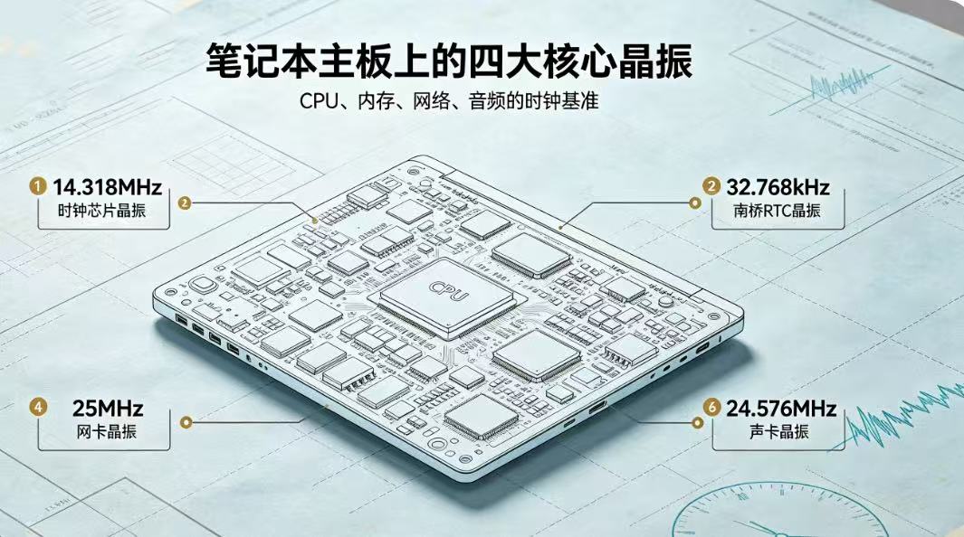 笔记本电脑CPU及主板晶振详解：四大核心晶振功能与故障分析