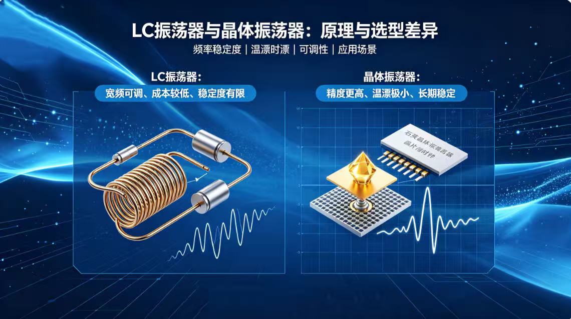 LC振荡器与晶体振荡器区别详解：选型对比与频率稳定度分析